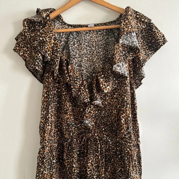 Old navy leopard print plus size waist-Defined Ruffle-Trim Mini Dress size 2X - Picture 4 of 9
